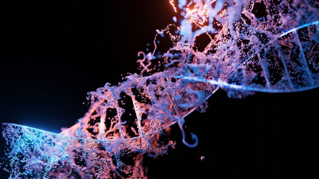 A close up of a double helix dna strand. Learn how genetic methylation testing in the Chicago area can offer support with addressing nutritional deficiencies. Search for a functional medicine doctor in the Chicago area or search for "what is functional medicine Chicago area" today. 

