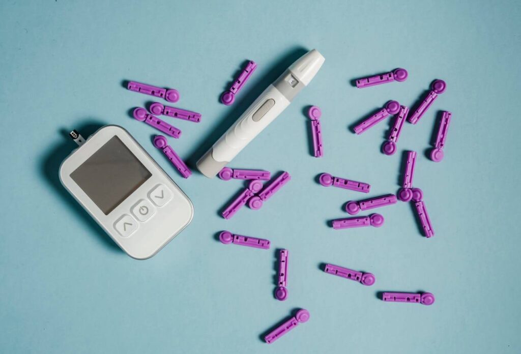 A close up of a blood sugar monitor to measure glucose. Learn more about diabetes functional medicine in Chicago, IL and how a holistic doctor in Orland Park, IL can offer support with addressing diabetes and more. Search for natural remedies for diabetes in orland park, il to learn more. 

