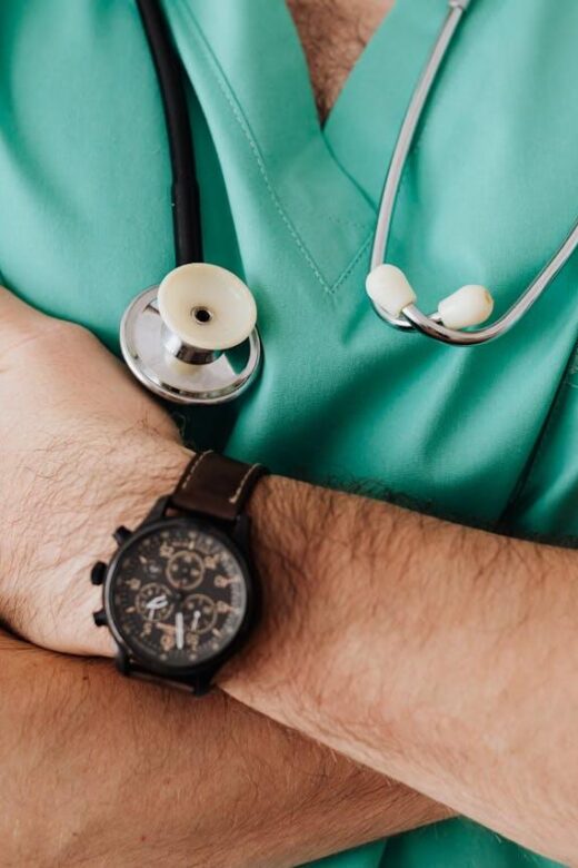 Shows a doctor in scrubs crossing their arms. Represents how a functional medicine doctor in orland park, il or a holistic doctor in chicago, il who will listen to you.