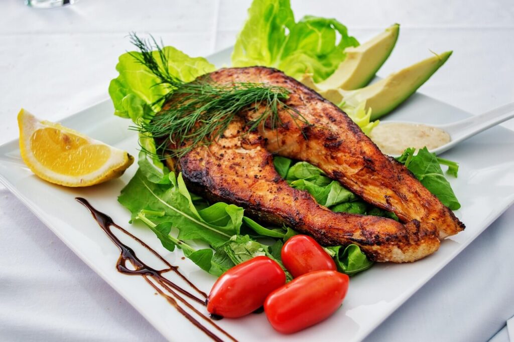 Plate of Food | functional medicine in orland park, il | functional medicine doctor in the chicago area | holistic doctor in chicago, il | what is functional medicine chicago area | Orland Park Crossing, IL | Southmoor, IL | River North, IL Shows a plate with a big portion of protein and some veggies. Represents how hormone testing in orland park, il and functional medicine in orland park, il can help you get to the bottom of your symptoms.